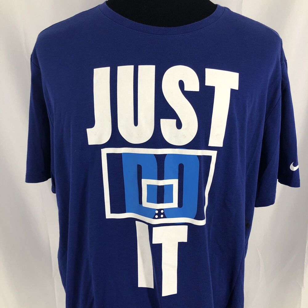 The Nike Tee Blue Just Do It Athletic Cut Basketball Backboard Shirt 806871 XXL
